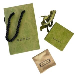 Gucci Jewelry Packaging Set: Dust Bag Box Ribbon Paper Gift Bag